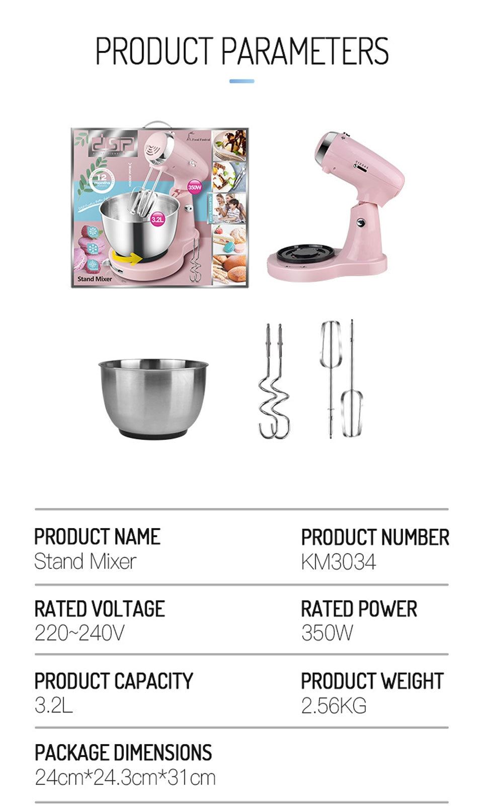 3.2L Stand Mixer Planetary Food mixer Double shaft Chef Machine Whipped cream machine