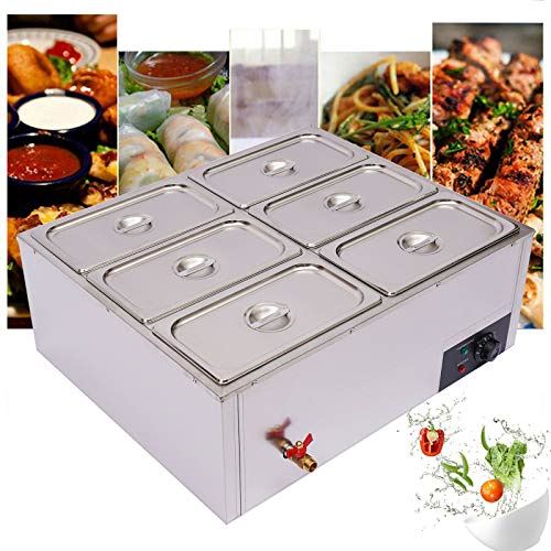 Electric Food Warmer, 850W Stainless Steel Bain Marie Buffet
