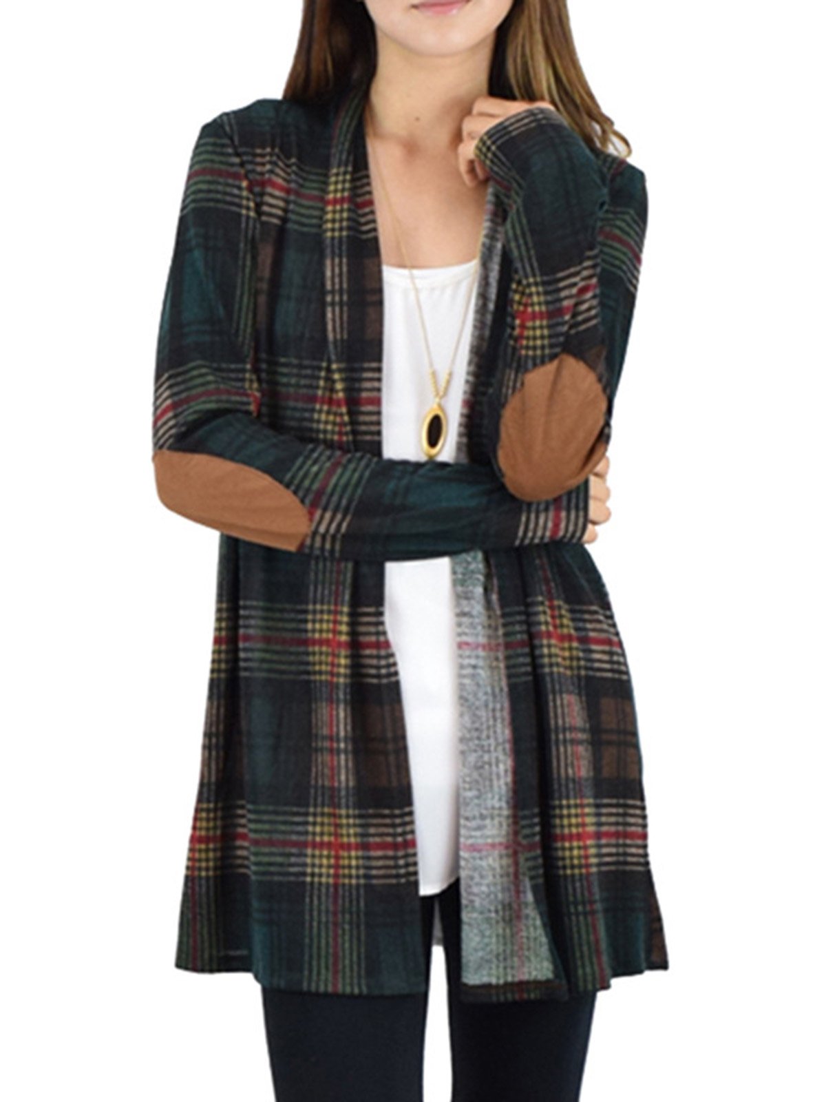 Apricot Casual Spandex Gingham Printed Outerwear