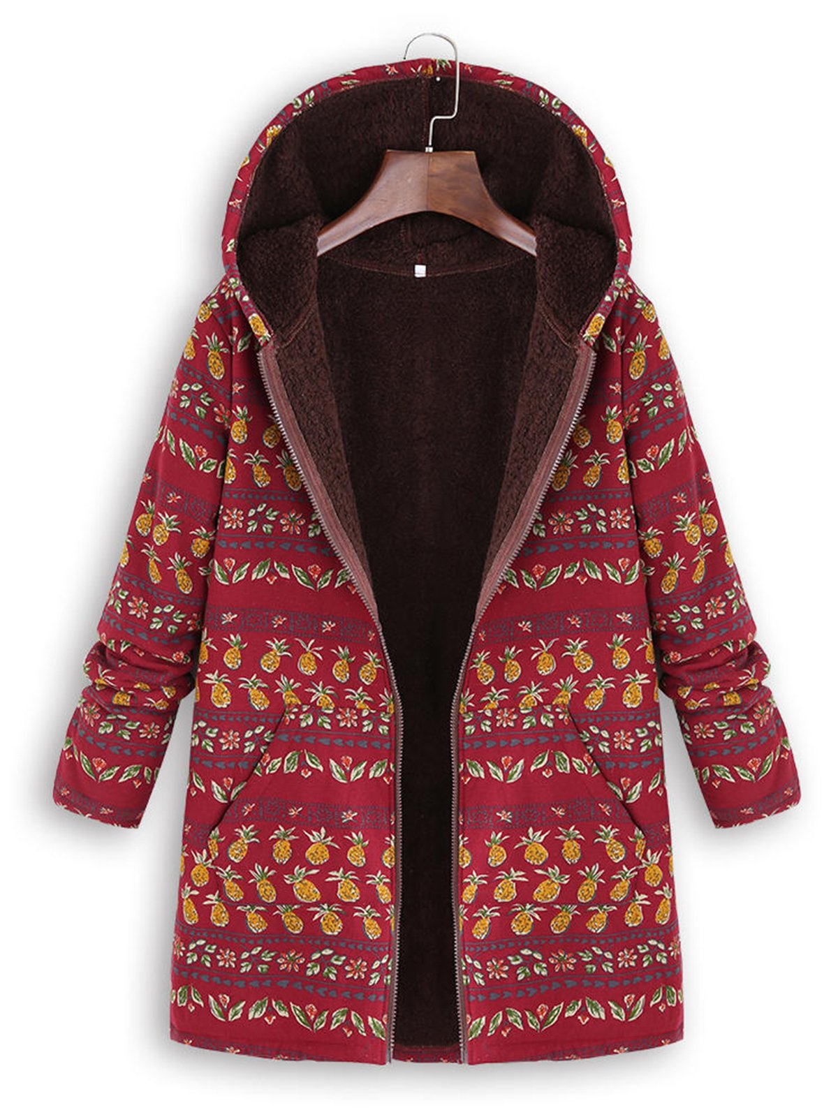 Pineapple Printed Hoodie Coat