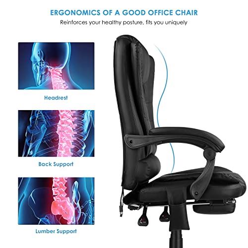 High Back Reclining Massage Office Chair with Footrest and Height Adjustable