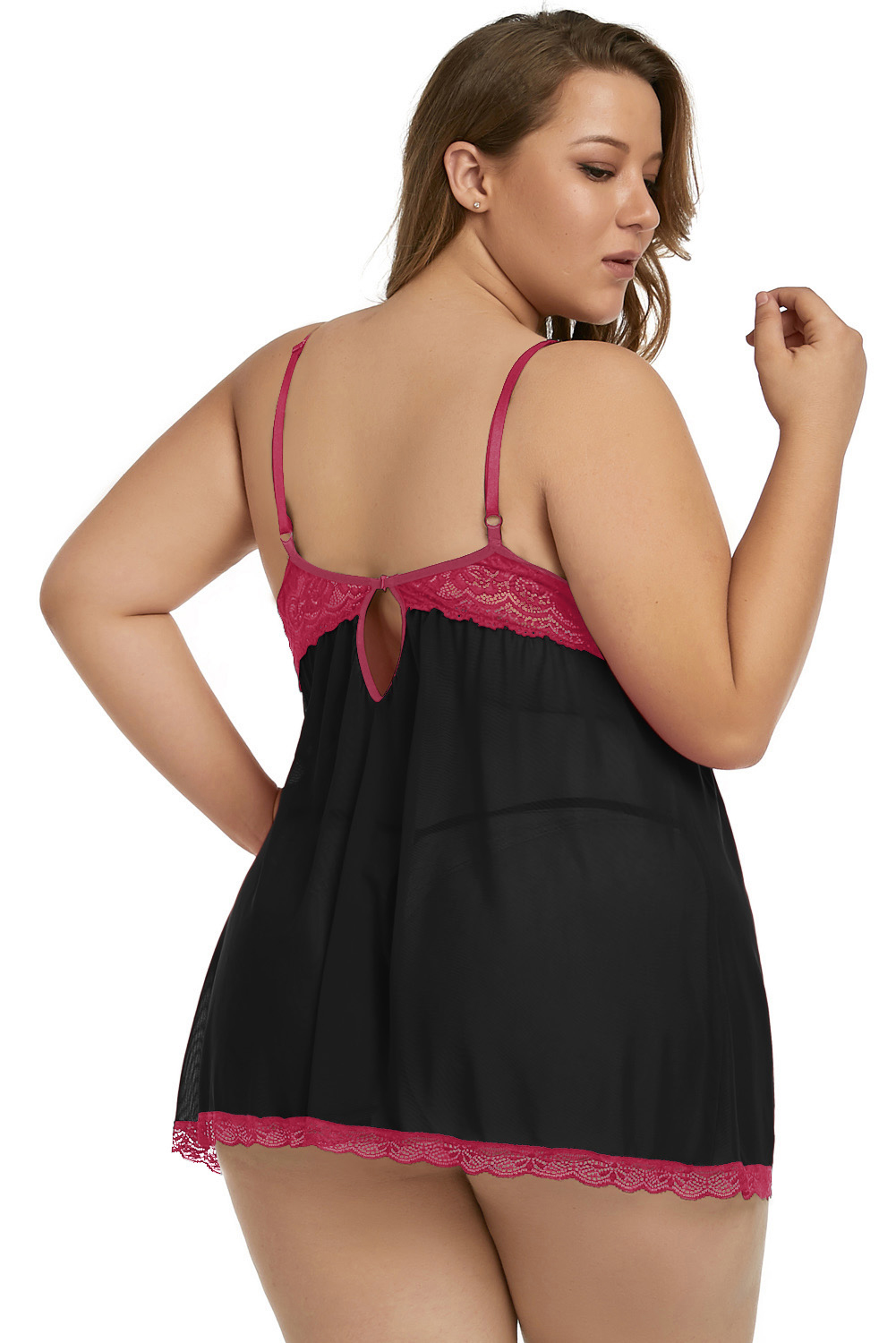 Rose Plus Size Peek-a-boo Valentine Babydoll