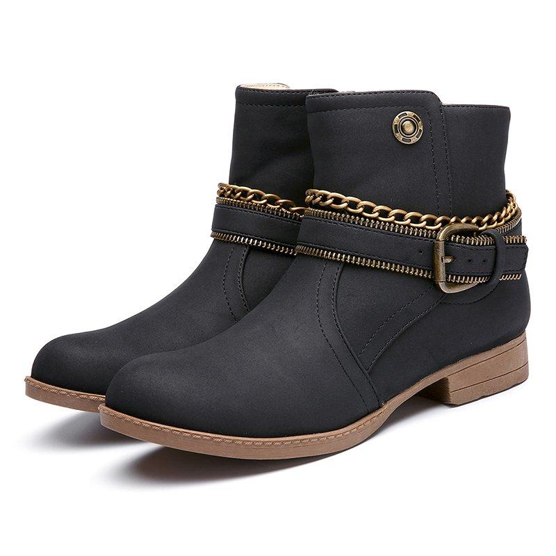 Women's Shoes Adjustable Buckle Low Heel Casual Boots