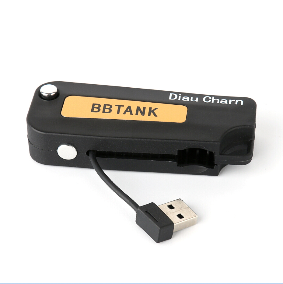 Gold BBTank BB Tank Flip Key Box Fob Battery 510 thread with Builtin Usb Charger Black