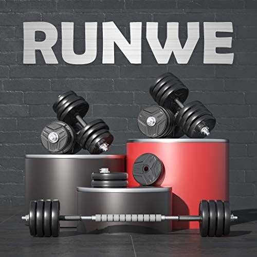RUNWE Adjustable Dumbbells Set, Weights Dumbbells Barbell Weight Free Weight Set 40-100 lbs Exercise Fitness Weight Sets. (Black & Silver)