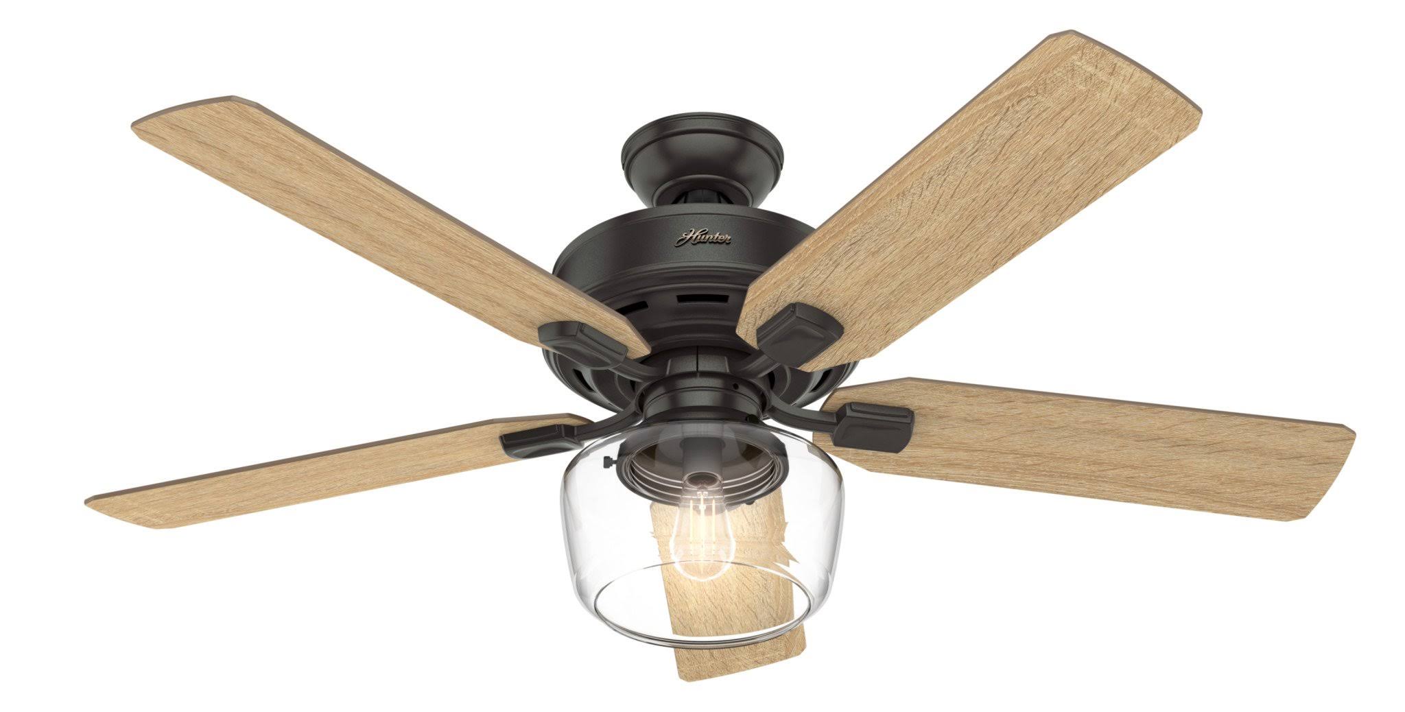 Hunter Large Room LED 52-in LED Indoor Ceiling Fan with Light Kit and Remote (5-Blade) 59417
