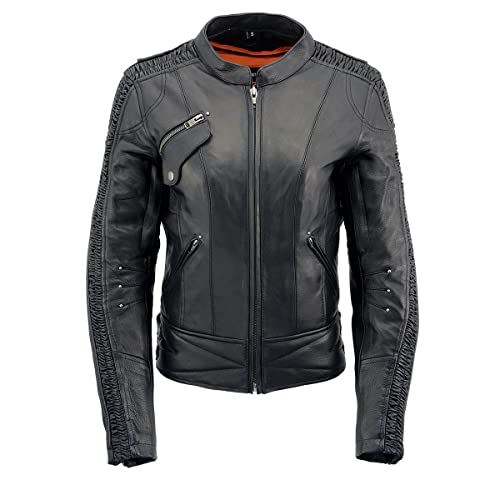 Milwaukee Leather MLL2570 Ladies Phoenix Embroidered Black Leather MC Jacket �?4X-Large