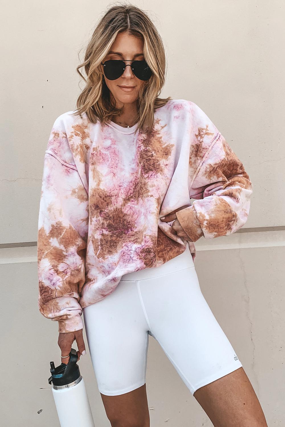 Multicolor Tie-dyed Round Neck Sweatshirt