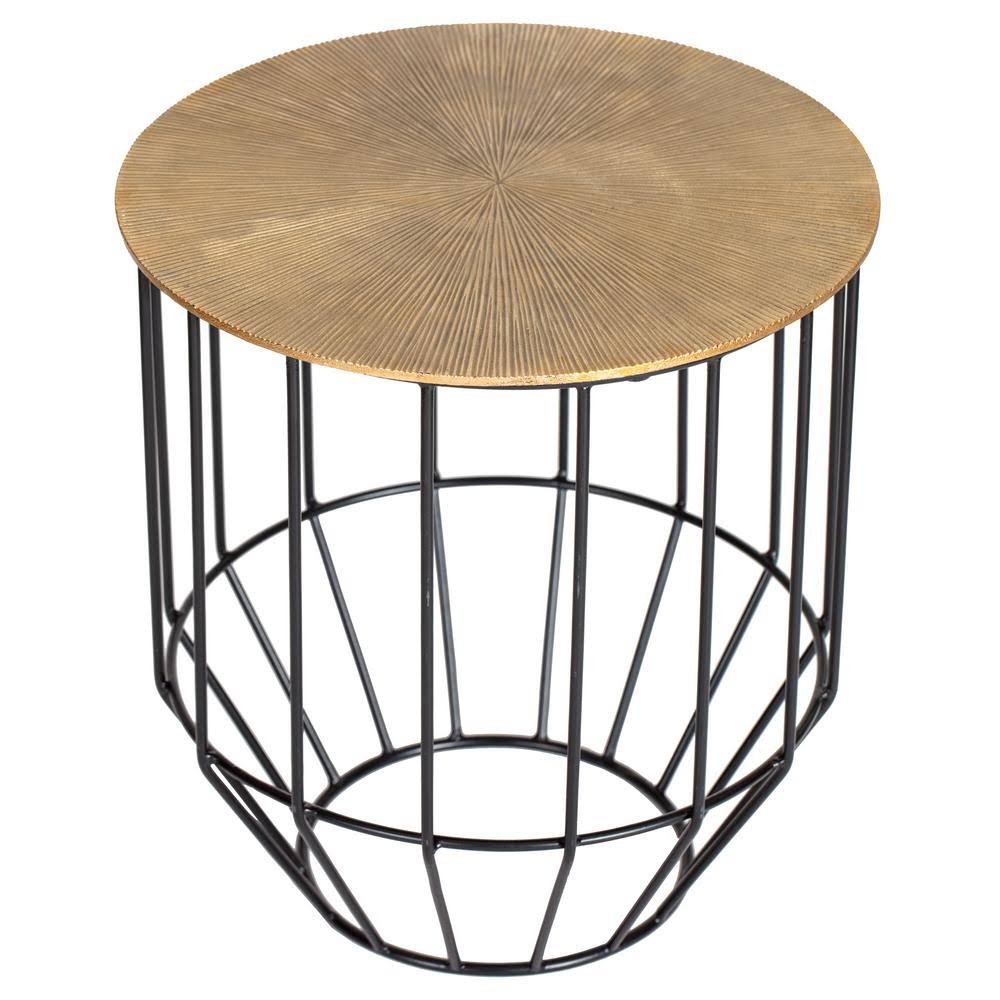 MADELEINE Home Harper 18 in. Gold Round Table Metal Top Round Side Table