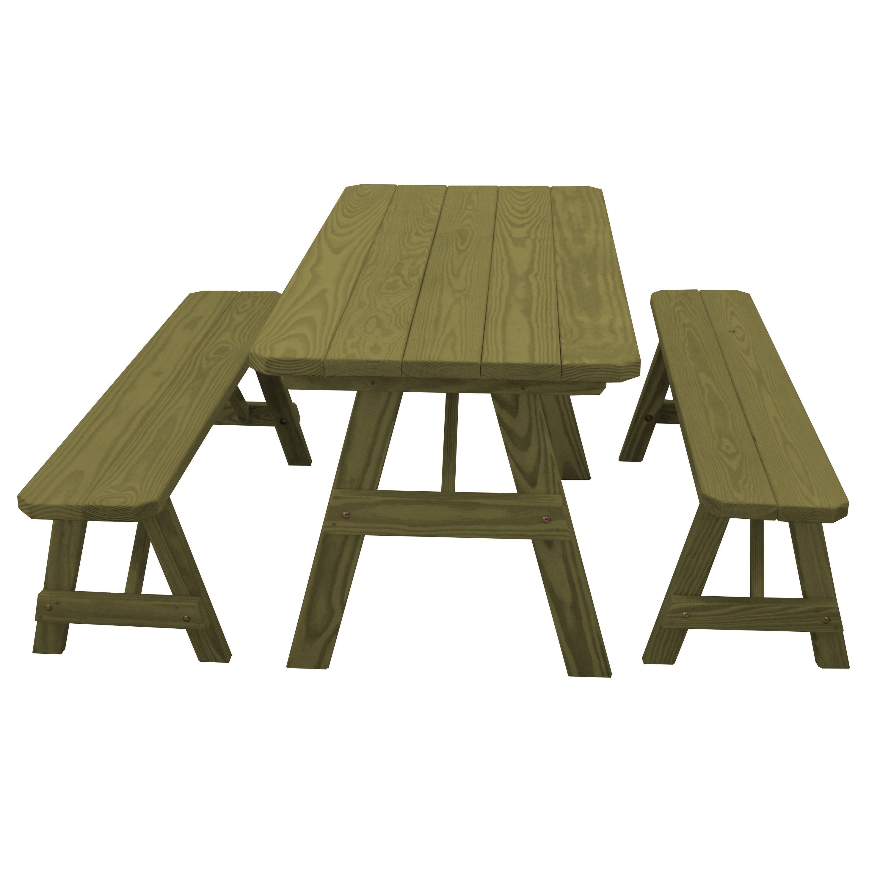 Pine 5& Traditional Picnic Table with 2 Benches - Linden Leaf Stain