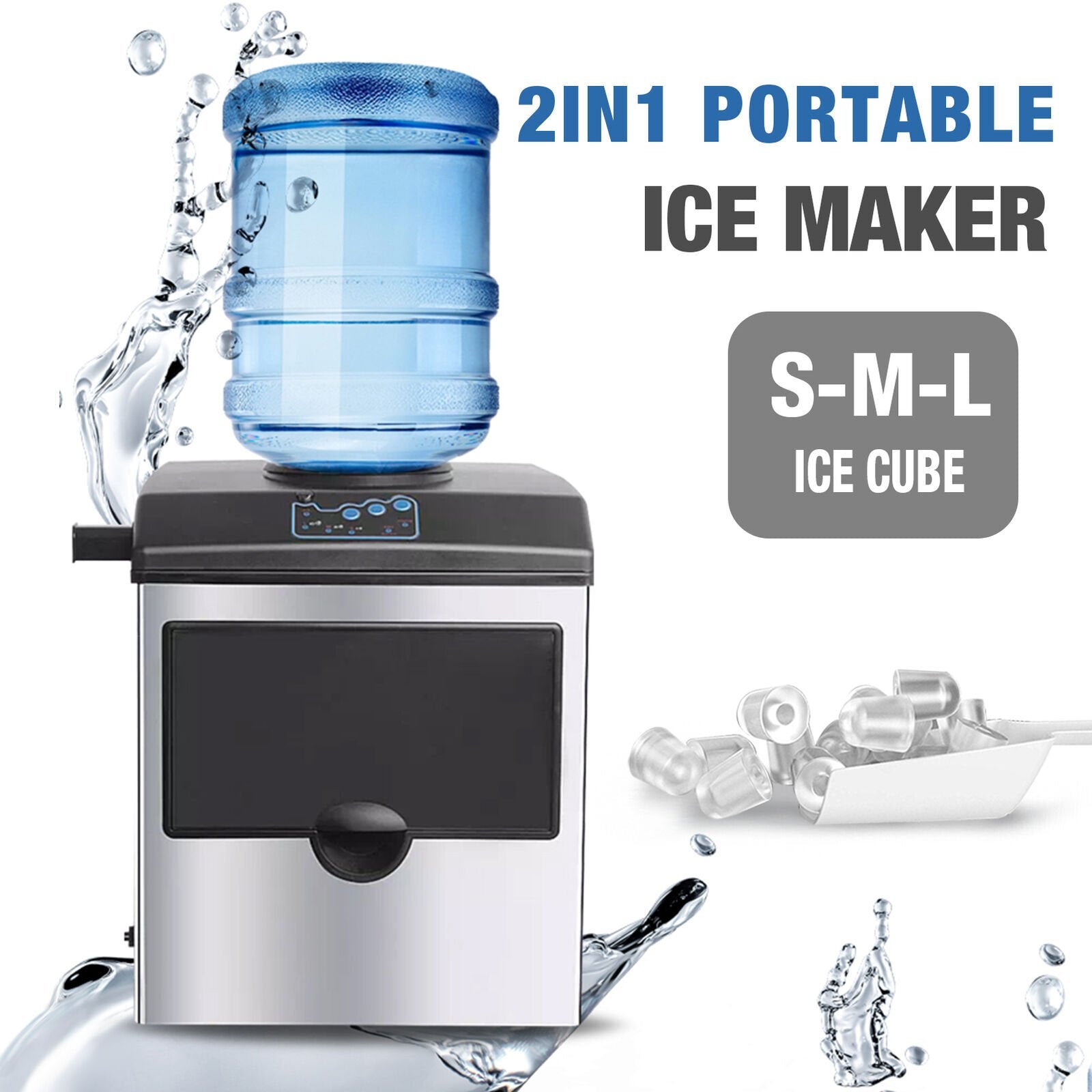 Ice Maker Machine Water Dispenser 2 in1 Built-In Electric Countertop 5 Gallon