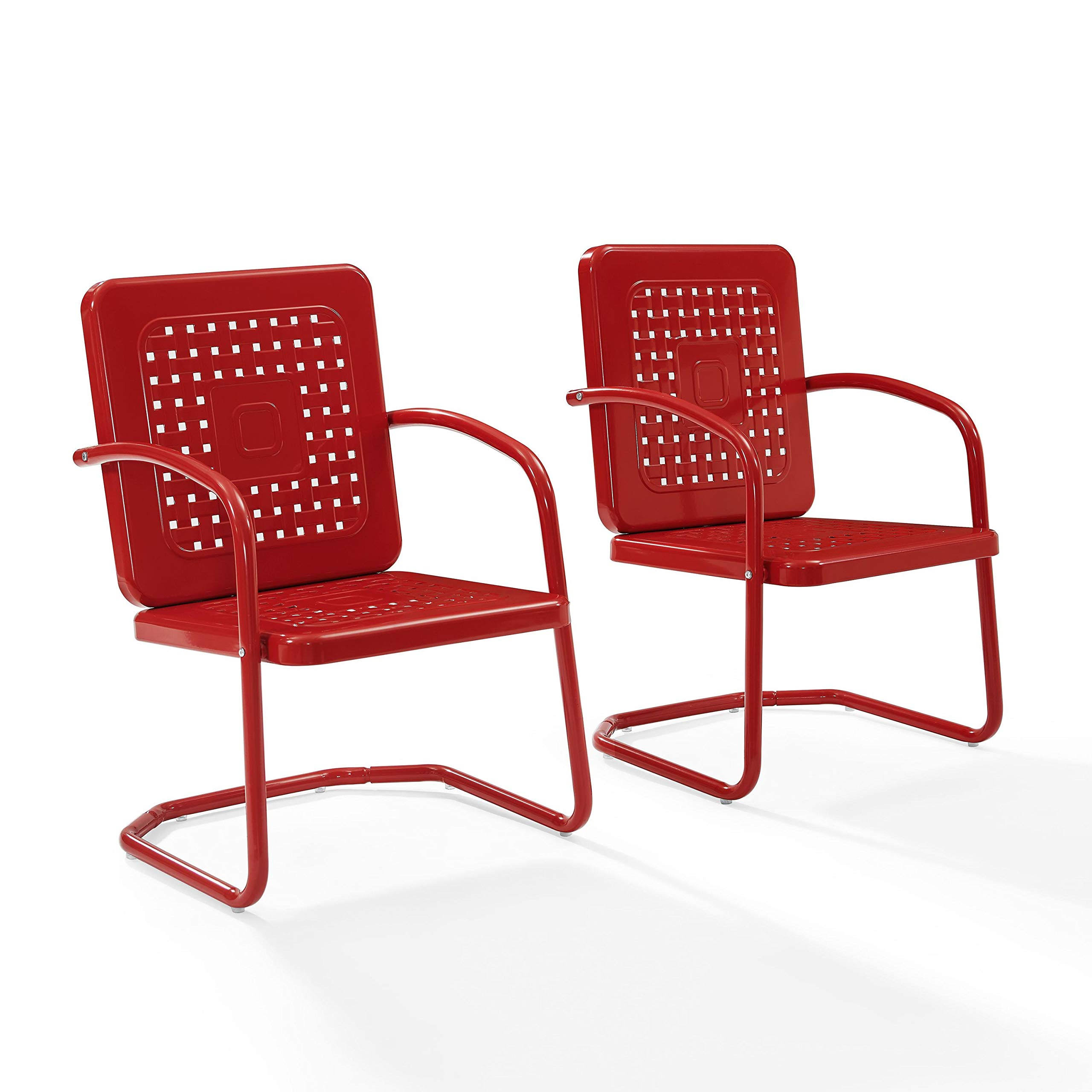 Crosley Bates Metal Patio Chair in Red (Set of 2) - CO1025-RE