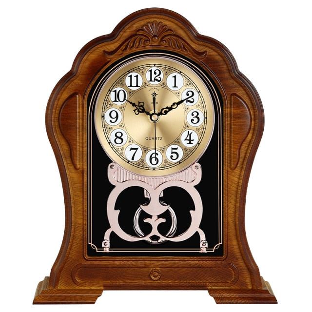 European Style Retro Silent Living Room Household Clock With Solid Wood