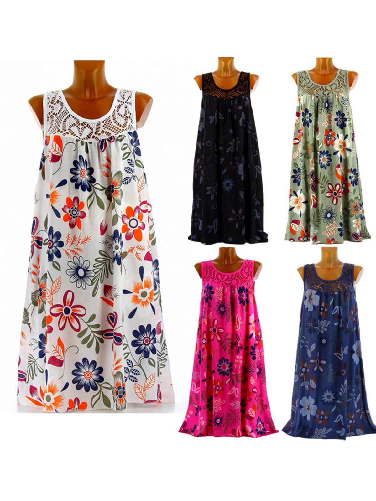 Women Casual Printed Tops Tunic Mini Dress