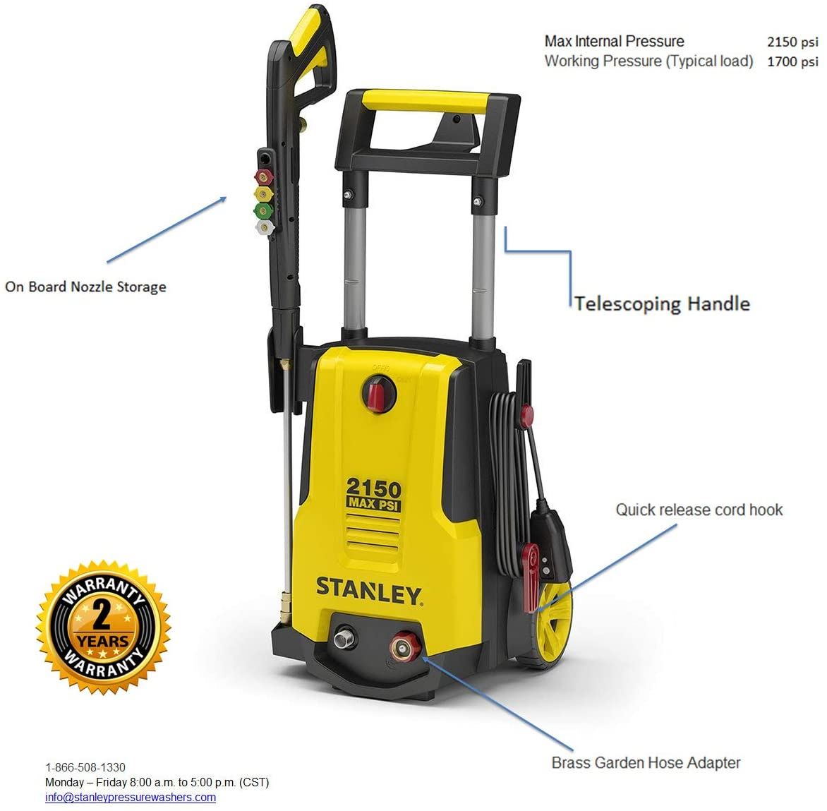 Electric Pressure Washer with Spray Gun, Quick Connect Nozzles Foam Cannon
