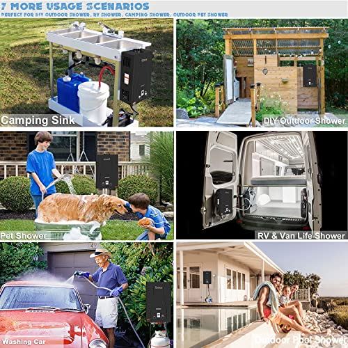 Tankless Water Heater Propane Shower, 2.64GPM/10Litre Capacity, 6-IN-1