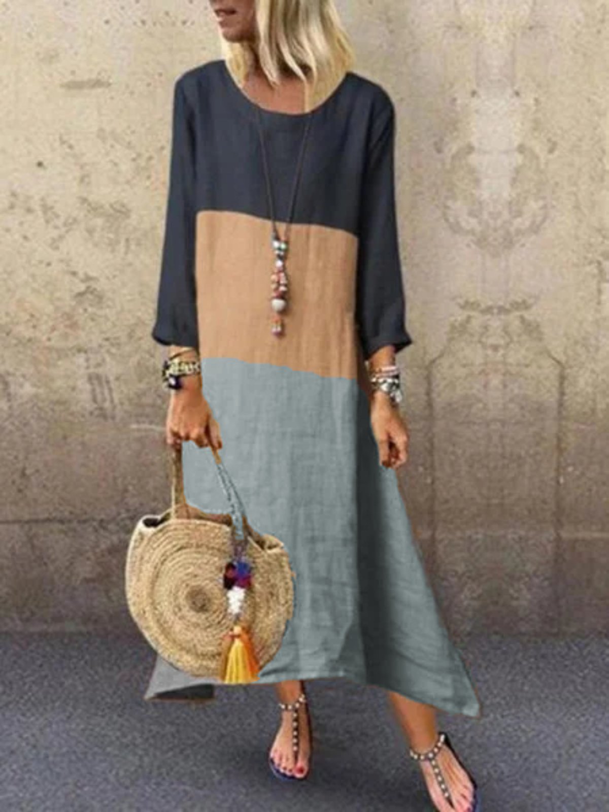 Crew Neck Long Sleeve Dresses