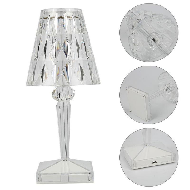 Retro Diamond Table Lamp Table Night Light Acrylic Desk Bedside Lounge Lamp