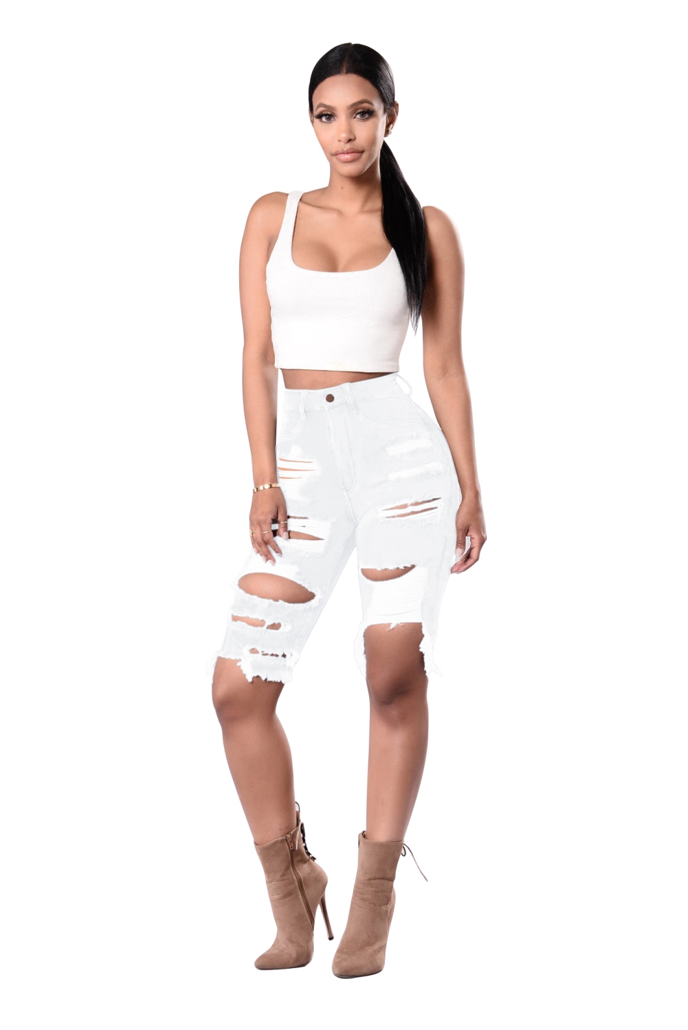 Sexy High Waist Ripped Denim Shorts