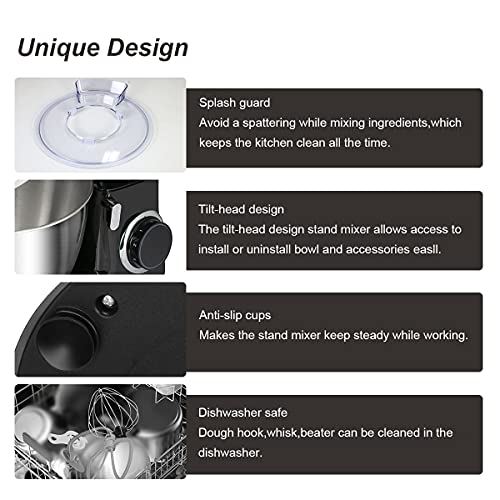 Electric Kitchen Mixer Food Mixer with 8.5QT Stainless Steel Mixing Bowl