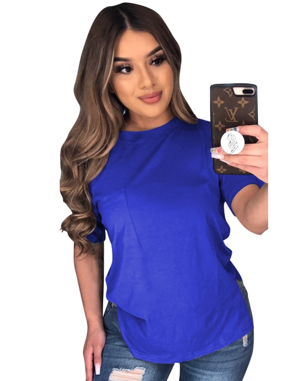 Summer Solid Color Slit Basic Shirt