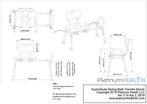 Transfer Bench and Shower Chair with Cut-Out SEAT. Adjustable Legs