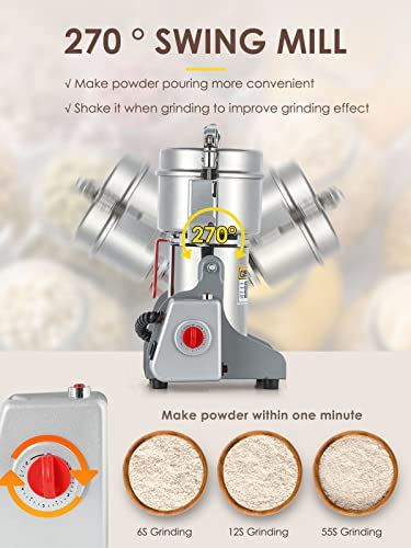 700g Electric Grain Grinder Mill Safety Upgraded 2400W High-speed Spice