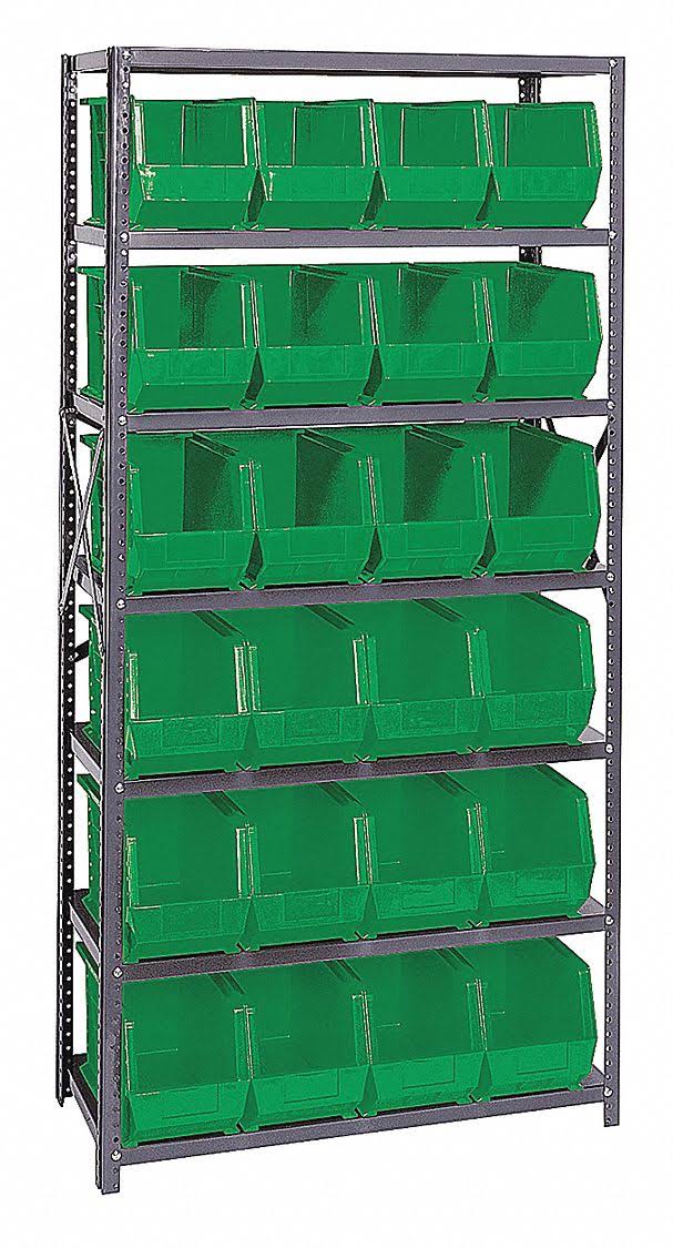 Quantum Storage Systems Qsbu-265gn Bin Shelving Unit, 18Dx36Wx75H, 24 Bins, Green