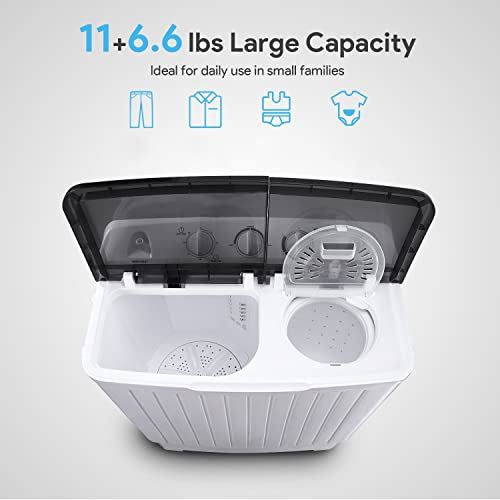 Dryer Combo w/11 lbs Wash and 6.6 lbs Spin Cycle, Soak Function, 1700 Rpm