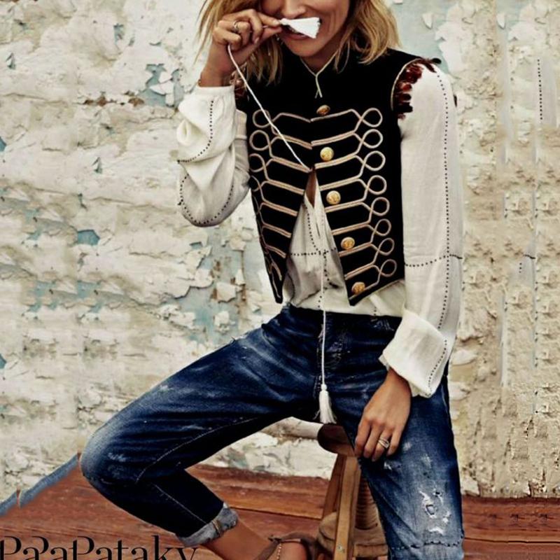 Women Vintage Tachibana Sleeveless Tassel Blazer