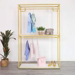 Metal Free Standing Display Garment Clothing Rack with Wooden Shelves/47.2鈥?