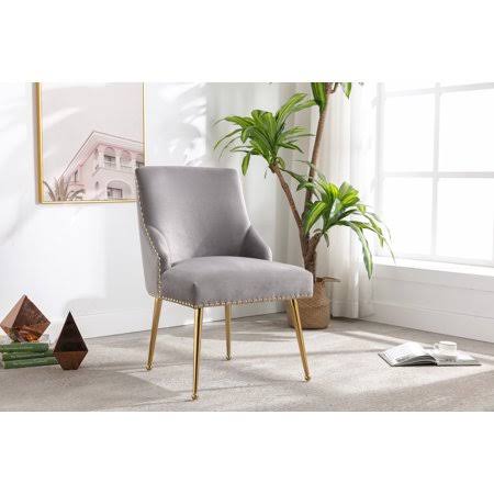 Velvet Upholstered Dining Chairfor Living Room and Bedroom,Gray, Size: 17.2