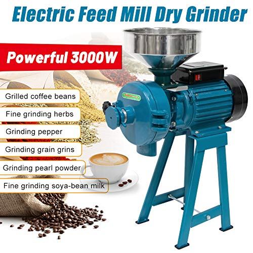 Electric Grain Mill Wet Dry Mill Grinder 3000W, 110V Commercial Grain Grinder