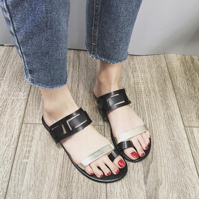 Large Size PU Hollow-out Beach Slippers