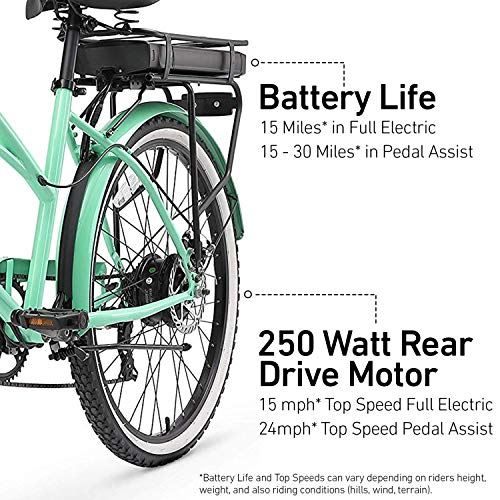 The Block Women’s Electric Bicycle, 7-Speed Beach Cruiser Ebike