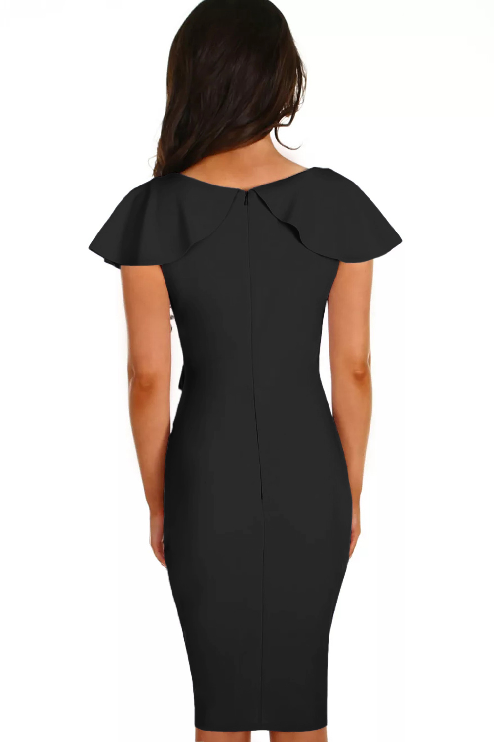 Gossip Black Frill Bodycon Sheath Dress