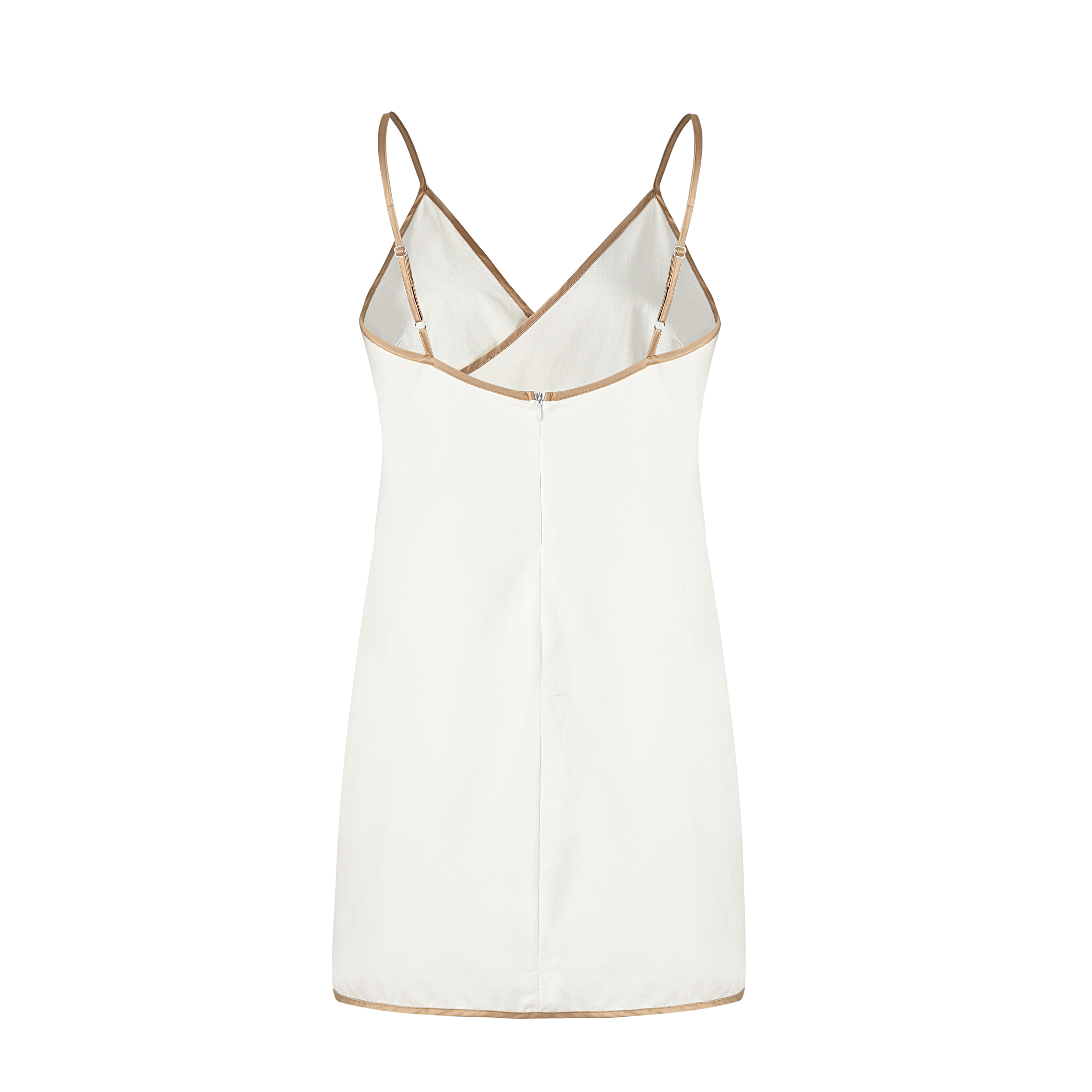 White Straps Wrap Dress with Contrast Trim