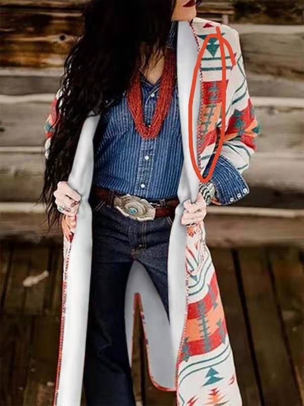 Tribal Printed Shawl Collar Cardigan