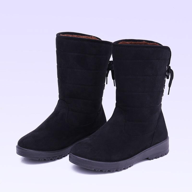 Women Lace-Up Thicken Mid-Calf Snow Boots