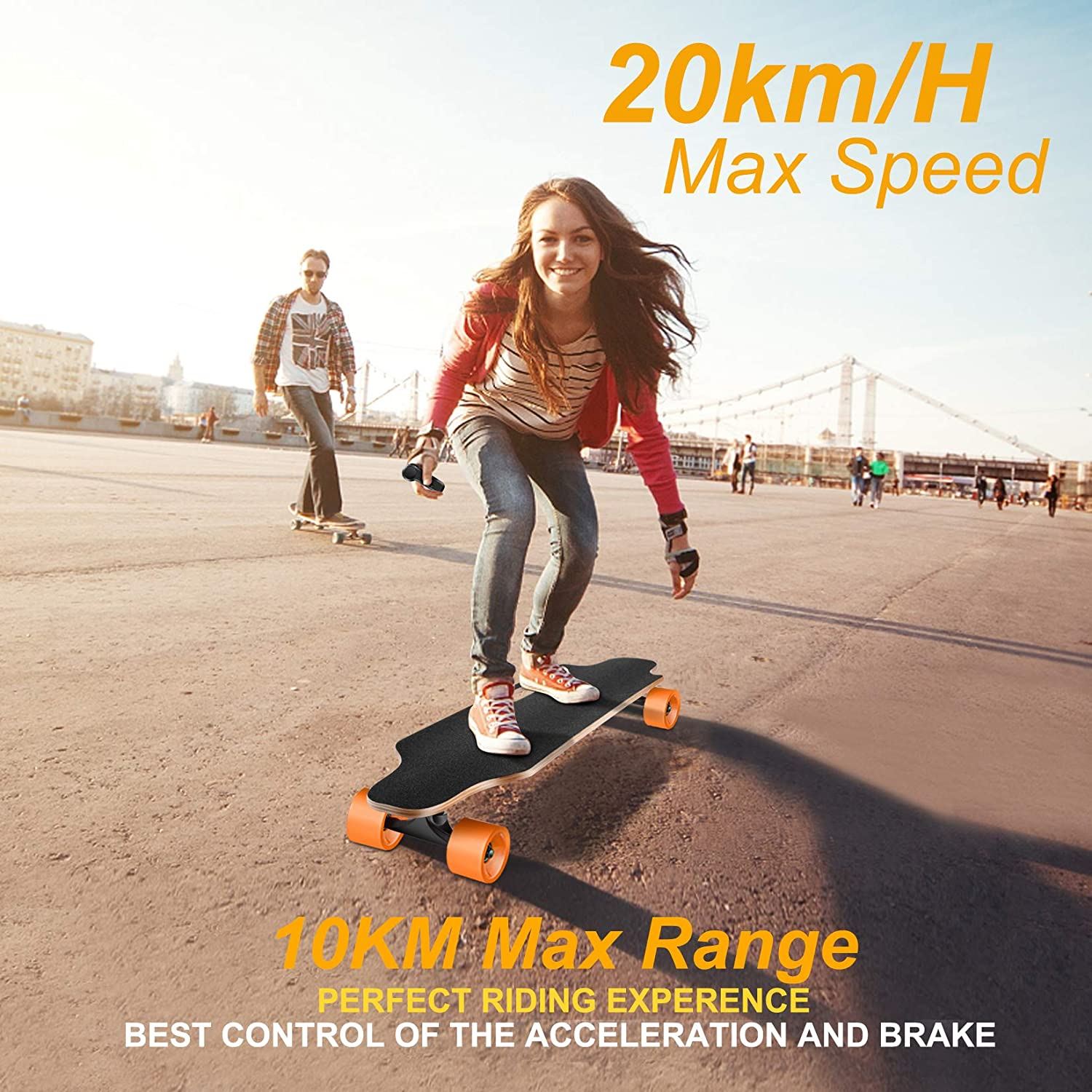 Electric with Wireless Remote Control Max Speed 12 MPH, 7 Layers Maple E-Skateboard