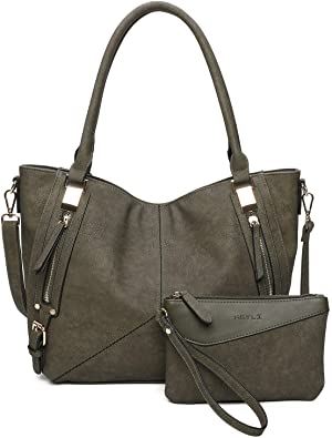 KEYLI Women Handbags Faux Leather Hobo Shoulder Bag Fashion Tote, A Black