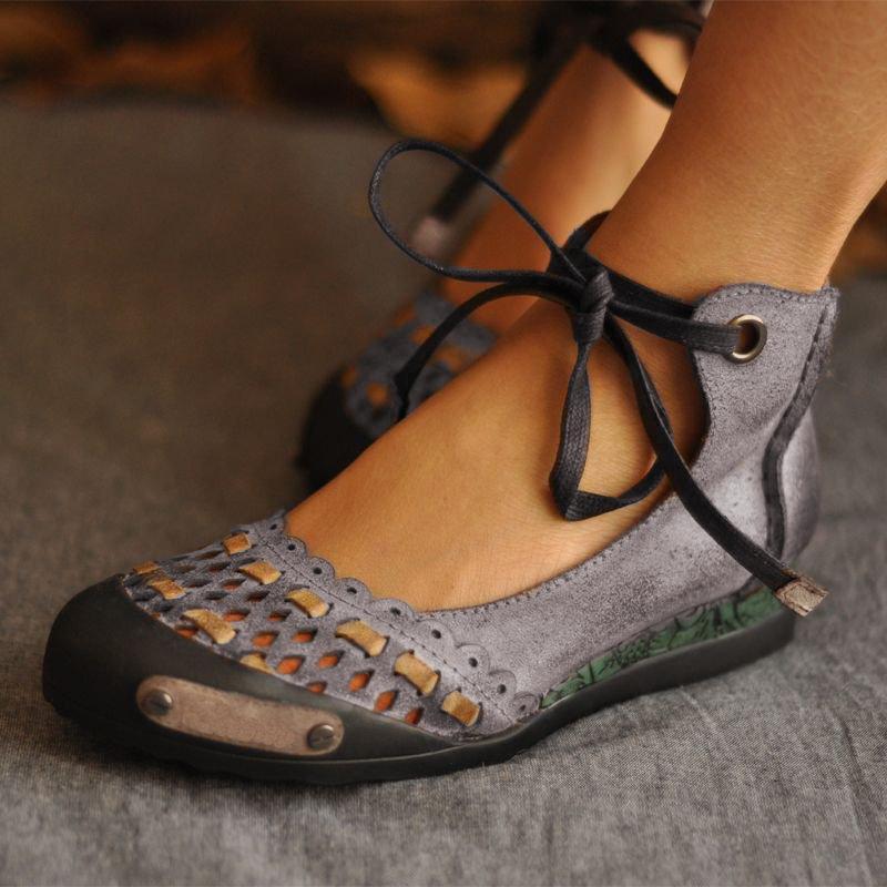 Hollow-Out Flat Heel Suede Loafers