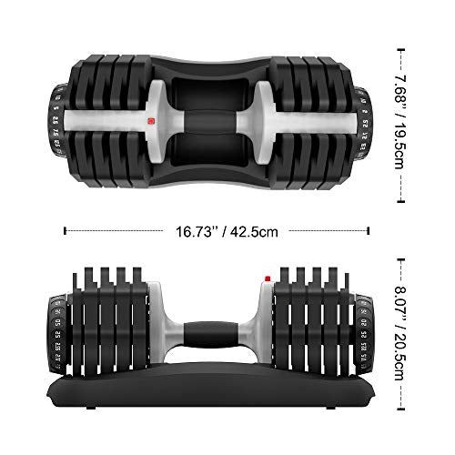 Ativafit Adjustable Dumbbell Fitness Dial Dumbbell with Handle and Weight Plate ( Black & Silver)