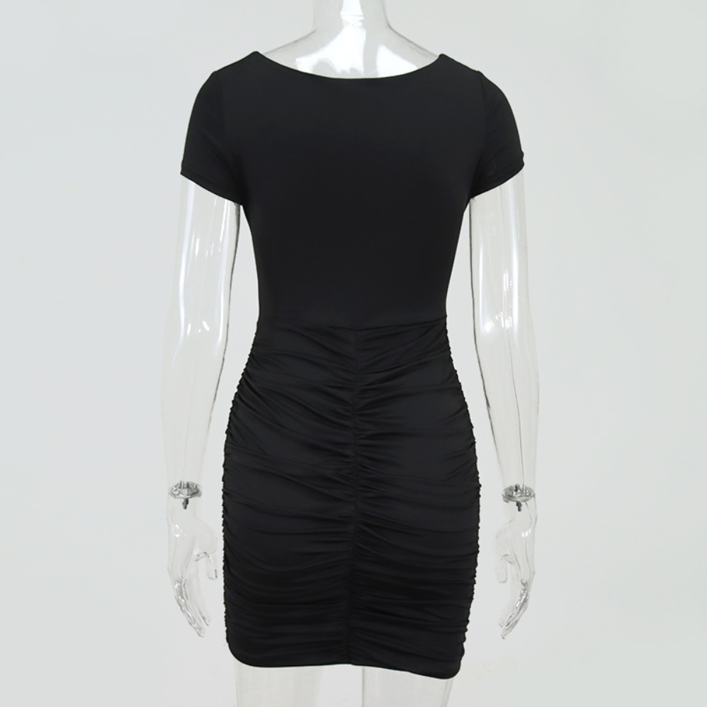 Sexy Cut Out Plain Ruched Mini Dress