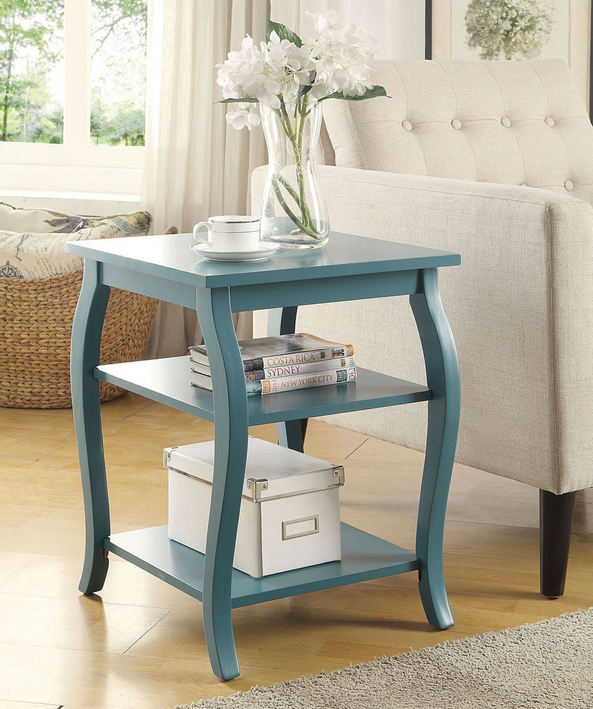 White Solid Wood Leg End Table