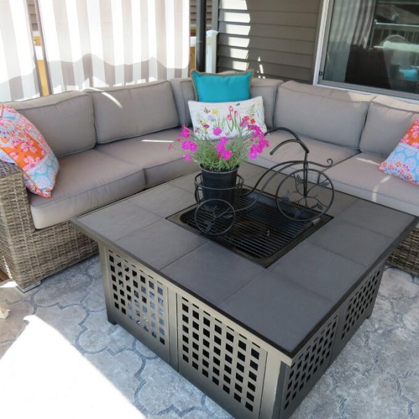 94” Wide Outdoor Wicker Patio Sectional with Cushions