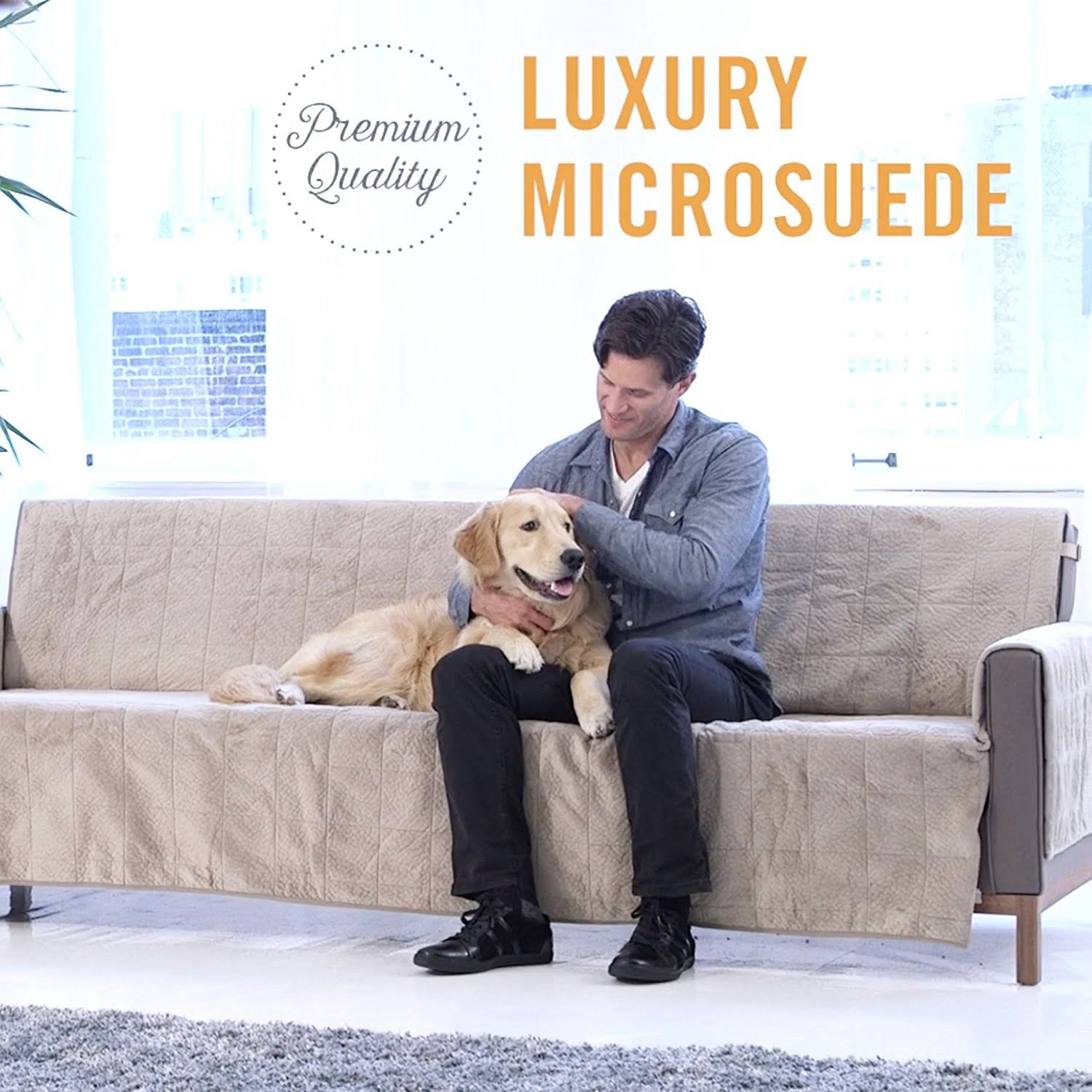 gpd Heavy-Weight Microsuede Pebbles Furniture Protector and Slipcover with Anti-Slip Backing for Recliner Chair, Chocolate