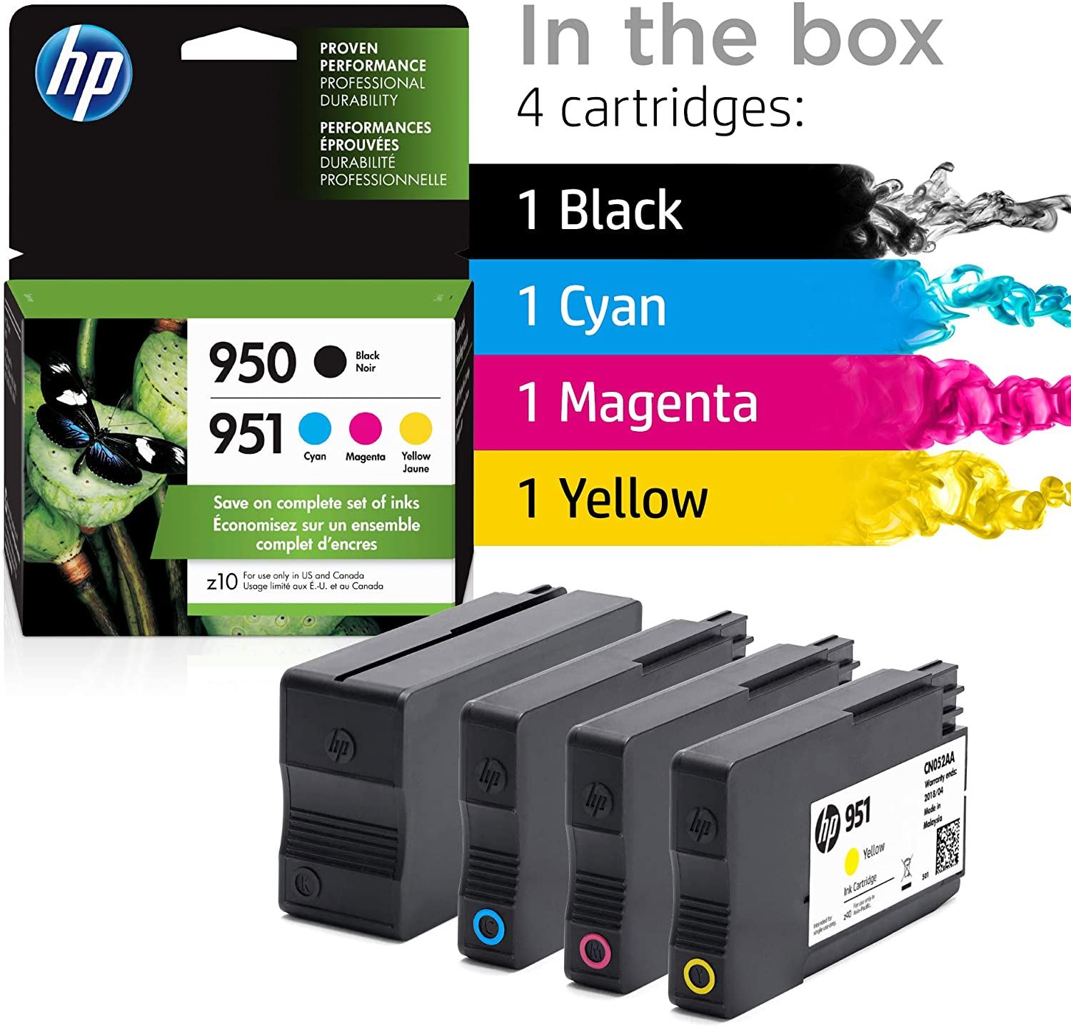 HP 950 & 951 | 4 Ink Cartridges | Black, Cyan, Magenta