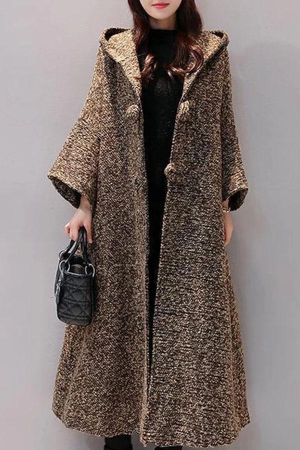 Fashion Hooded Cardigan Jacket Halflong Sleeve Coat