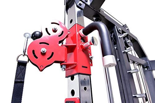 MiM USA Hercules 1001, Commercial Smith Machine, Functional Trainer, Power Cage, Leg Press, Dip Chin, Jammer Arms, Adj. Black & Red